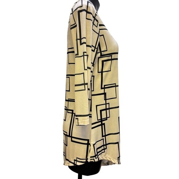 NWT Vecceli Italy Asymmetric Tunic Blouse Black & White S - Picture 3 of 6